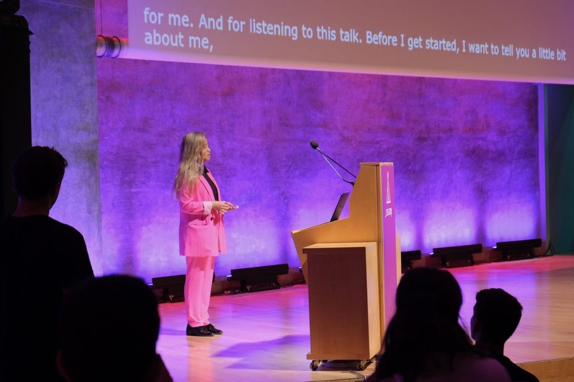 Tatiana Mac delivering her keynote